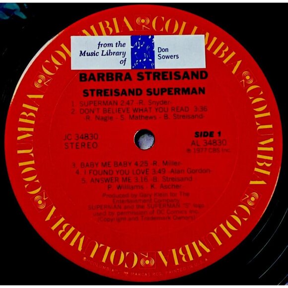 Superman Barbra Streisand Columbia 1977 Vinyl LP JC 34830 With Lyrics/Poster - Picture 12 of 14